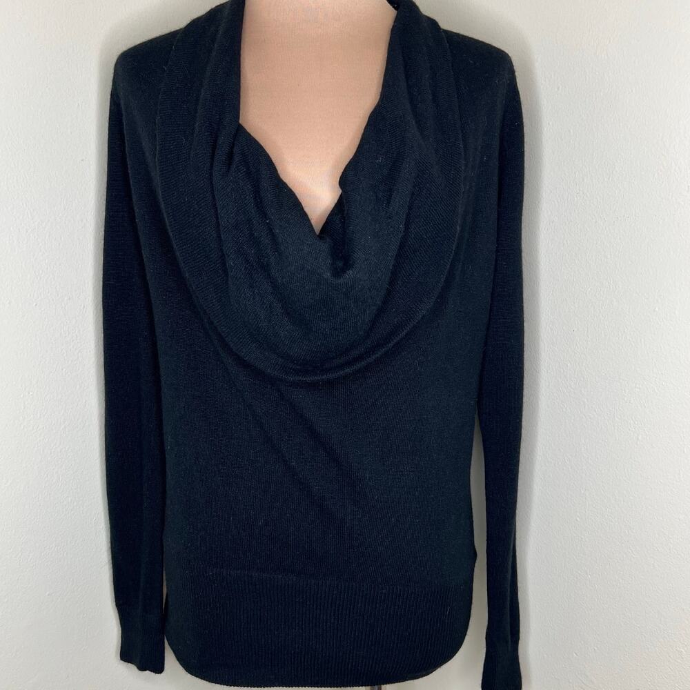 Ann Taylor Wool Blend Sweater Medium Womens Cashmere Angora Cowl Neck Black New